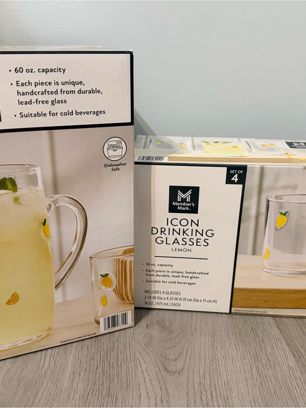 Member's Mark Lemon Icon Drinking Glasses - Set of 4, Yellow